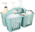 Portable Shower Caddy Basket with Compartments Cleaning Supplies Organizer with Handle Plastic Storage Divided Tool Bin for Bathroom, Bedroom, Kitchen, College Dorm, Garden, Under Sink, Light Blue