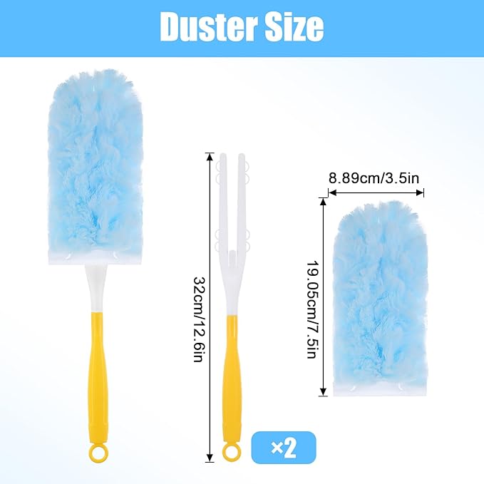 40 Count Duster Refills for Most Duster Handle, 360° Heavy Duty Duster Refills Disposable Microfiber Dusters with 2 Hands for Dusting Cleaning (Blue)