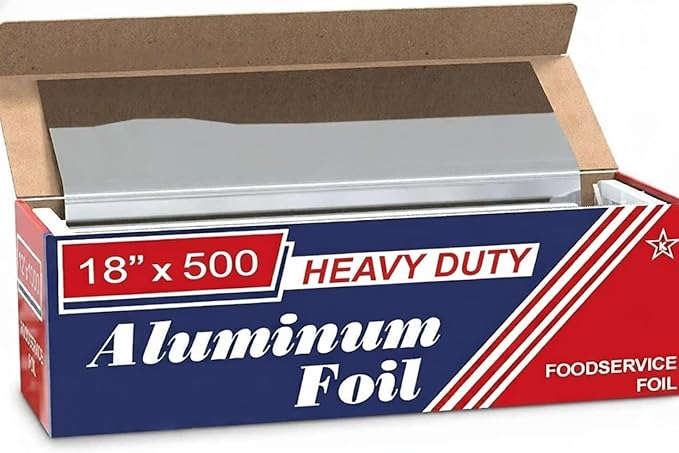 Premium Heavy Duty Aluminum Foil Roll - Strong Silver Wrap for Food Service, Restaurants, Catering and Home Kitchens - 1 Roll (18"x500 Feet)