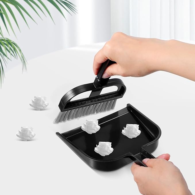 Keyboard Cleaning Brush and Mini Dustpan Set Compact 2-Piece Desktop Cleaning Tool for Laptops Keyboards Drawers and Small Spaces Black 8.46 X 6.29 Inches