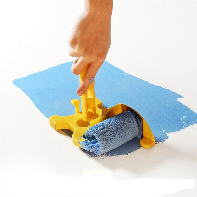 Paint Roller Brush, Multifunctional Hand-held Clean-Cut Paint Edger Roller Brush, Removable Cleaning Brush Safe Portable Tool for Home Office Room Wall Ceilings 1 Set Long Handle