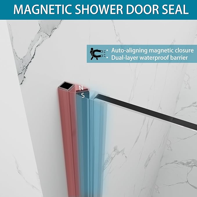 Framelss Single Swing Hinged Shower Door, 28"W x 76"H Pivot Shower Door, 5/16" (8mm) Tempered Glass with Nano Coating, SGCC Certified, Glass Door for Walk-in Shower - L02-28 (Bright Chrome)