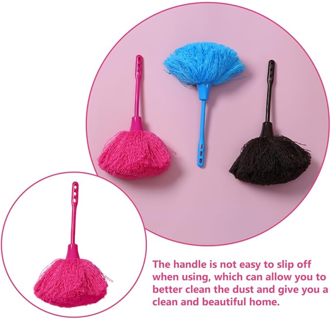 2pcs Pink Static Electricity Fiber Dusters with Handle, Non-extendable Handheld Dust Cleaner for Home and Car, Electrostatic Cleaning Tool for Furniture and Surfaces