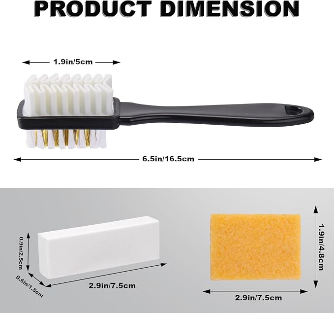 XANGNIER Suede Shoe Cleaner Kit for Birkenstock,3 Pcs Suede & Nubuck Care Set-2-In-1 Shoe Cleaning Brush,Suede Eraser and Glue Eraser for Sandals,Clogs,Leather Footbeds,Boots,Sneaker,Furniture
