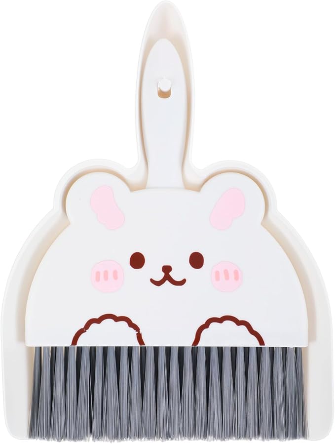 Cute Dustpan and Brush Set, 1 Set Small Hand Broom and Dustpan, Little White Rabbit Mini Hand Portable Mini Broom for Keyboards, Car Seats & Pet Areas
