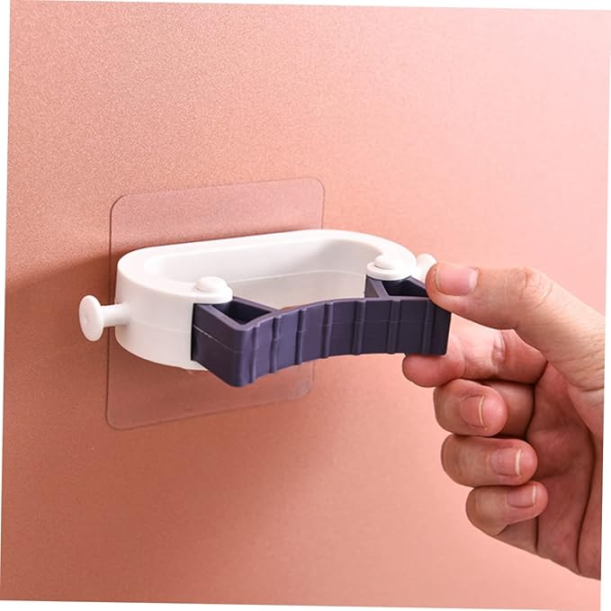 VOSAREA 2pcs Punch Mop Holder and Broom Organizer Wall Mounted Cleaning Tools Rack for Bathroom and Home Space-saving Design for Rakes Mops and Brooms White
