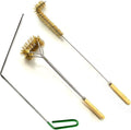 SUNRISE Fryer Brush with Long Handle (Brass, L, Double Brush, and Rubber Handle Cleaning Rod)