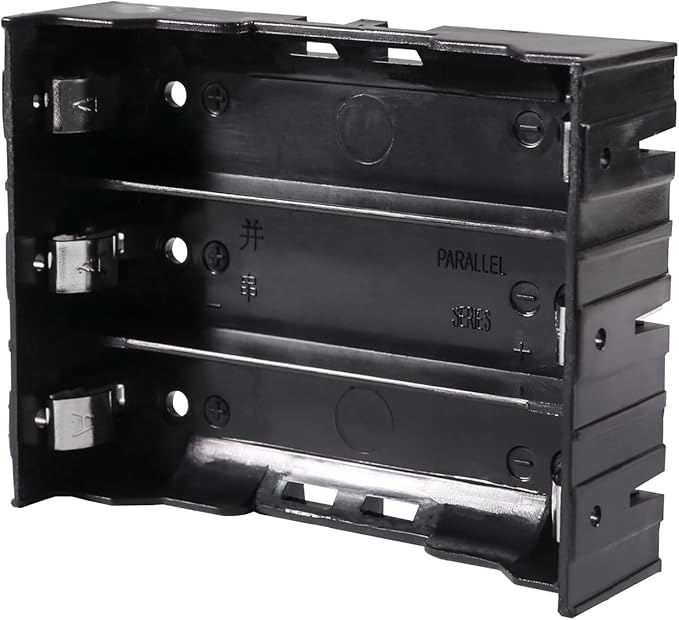 6pcs 18650 Battery Case Holder 3 Slots X 3.7V 18650 Battery Storage Box, in Parallel Black Plastic Batteries Clip Box with Pin for DIY Parallel or Series Circuit PCB Projects