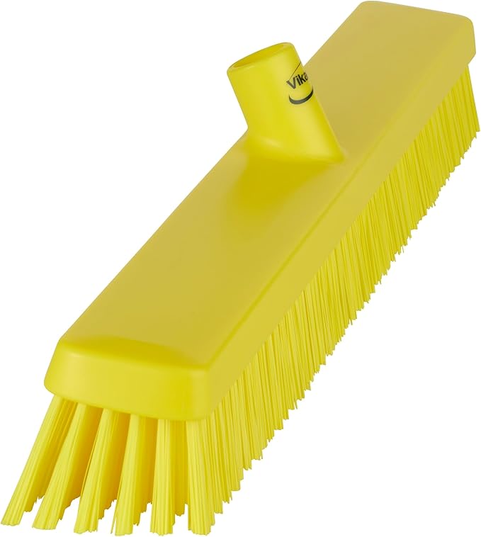 Vikan 31956 24" Heavy-Duty Push Broom, Soft/Stiff, Yellow