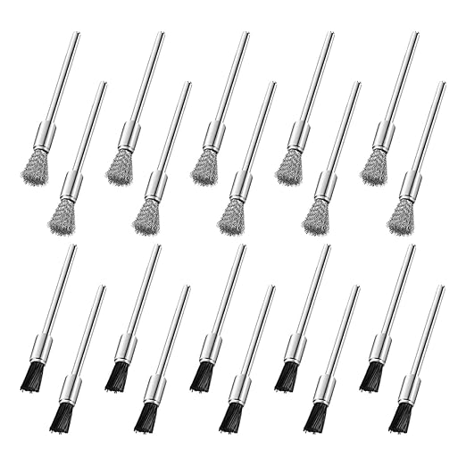 20 Pcs Nylon Bristle Brushes and Steel Cleaning End Brushes Pen, 1/8″(3mm) Wire Brush for Drill Abrasive Cup Brushes,Rust Paint Removal Bits Polishing Rotary Tool