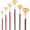 6 Pieces Fan Brush,Fan Brush for Painting,Artist Acrylic Paint Brushes Set Professional Paint Brushes with Nylon Hair DIY Craft Long Wood Handle for Acrylic Watercolor Oil Rock Gouache Painting