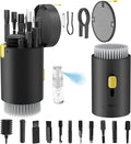 Tounee Keyboard Cleaner Kit, Electronics Cleaning Kit with Retractable Big Brush, Portable, 20 in 1 Multi-Tool Kit for Phones, Tablet, Computer, PC Monitor,TV Camera Lens with 2.5ml Mist Spray (Black)