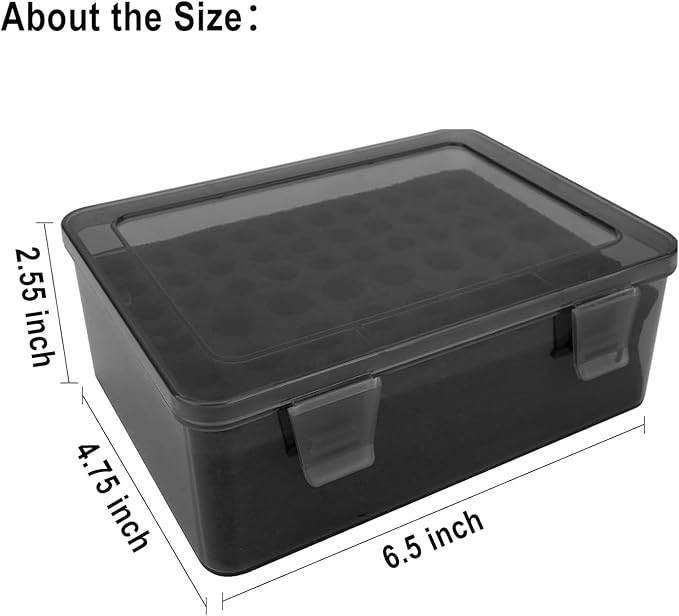 Battery Organizer, Portable Battery Box with Buffer Sponge, Heavy-duty Plastic Storage Case for 54 Batteries AA AAA,(Batteries are Not Included) (Dark Gray)