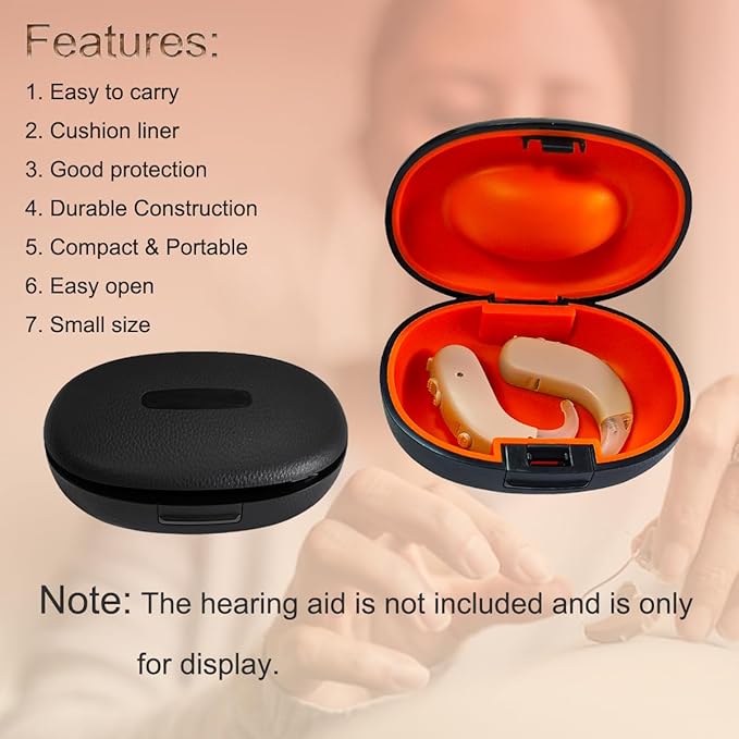9 Pieces Hearing Aid Case Portable Storage Box with Cleaning Brush Kit Tools and Hearing Aid Battery Case (Black)