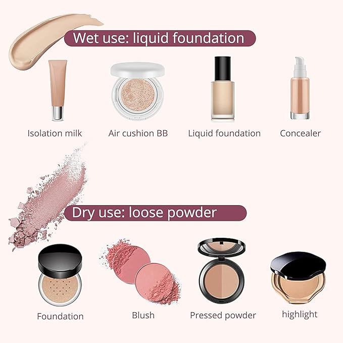 BEAKEY Flat Duo Patented Makeup Sponge Set of 2, Latex Free Pink Beauty Sponge for Foundation and Powder Application, Soft Blending Sponges, Large Flat Design, BeautyTools for Makeup Lovers