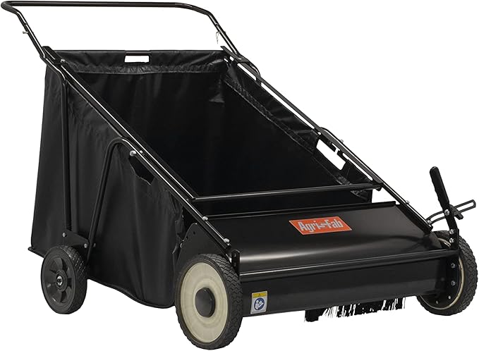 Agri-Fab 45-0570 30" Push Behind Lawn Sweeper, 12 cu. ft Hopper Bag Capacity; Leaf & Grass Catcher, with Adjustable Brush Height