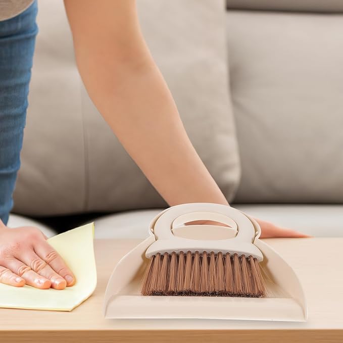 minkissy 1set Mini Broom and Dustpan Set Portable Handheld Cleaning Brush and Dustpan for Quick Cleanups Dustpan and Brush Set for Home Office and Kitchen Cleaning