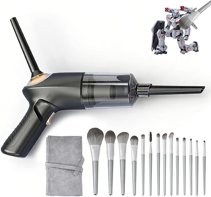 Model Cleaning kit/4-in-1 Portable Car Vacuum & Precision Makeup Brush Set for Action Figures, Statues & Collectibles – Rechargeable Mini Dust Cleaner with Soft Brushes for Safe, Scratch-Free Cleaning