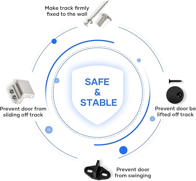 EaseLife 8 FT Brushed Nickel Sliding Barn Door Hardware Track Kit,Straight Pulley,Heavy Duty,Slide Smoothly Quietly,Easy Install (8FT Track Kit for 40"~48" Wide Single Door)