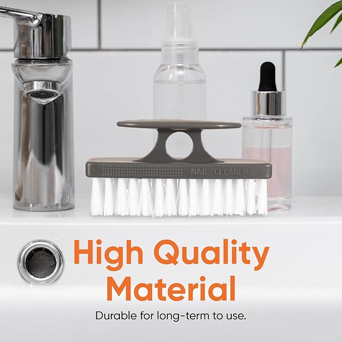 Superio Nail Brush for Cleaning Fingernails, Toe & Foot - All-Purpose Stiff Scrub Brush for Home, Kitchen, Work - Black