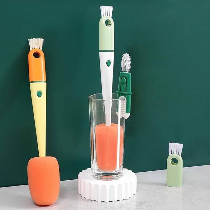 Bottle Cleaning Brush 5 PCS Long Handle Bottle Brush 4 in 1 Detachable Multifunctional Sponge Bottle Brush with Nipple Cleaning Brush and Bottle Gap Cleaner Brush