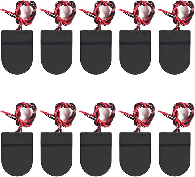 10pcs CR2032 Battery Holder Coin Cell Battery Holders 1x CR2032 Battery Holder Battery Storage Boxes Cover with On ON-Off Switch Socket Container