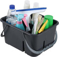 Plastic Divided Caddy Organizer with Handle, 4-Compartment Plastic Cleaning Caddy, Drak Gray