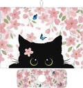 Flowers Black Cat Butterfly Dish Drying Mat for Kitchen Counter, 18"x24" Microfiber Absorbent Fast Dry Mat, 2Pcs Dish Mat Faucet Mats Sets, Large Drying Kitchen Mat Kitchen Drying Pad Coffee Bar Decor