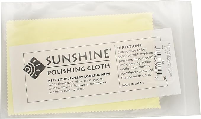 Sunshine Polishing Cloth 2 Pack – Soft Yellow Cloth Cleans Jewelry, Gold, Silver, Brass, Copper and Metals – Leaves A Long-Lasting Luster, No Scratching, Non-Abrasive – 7.5 x 5 Inches