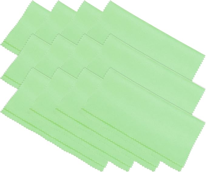 PATIKIL Eyeglass Microfiber Cleaning Cloth 7"x6", 12 Pack Glasses Cleaning Cloth Soft Suede Wipe Screen Cloth for Camera Lens Eyeglasses Screens in Individual Vinyl Pouch, Green