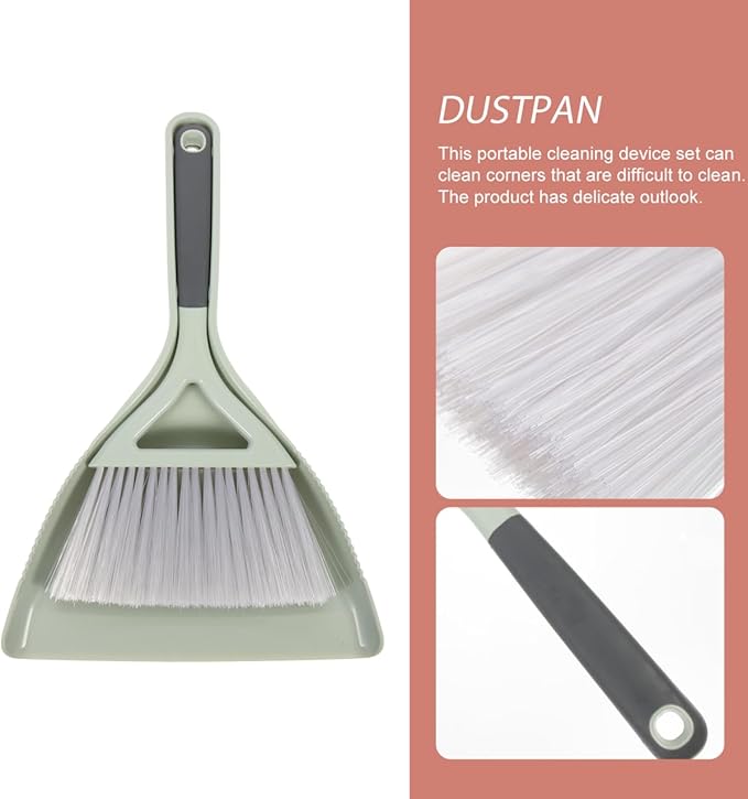 Mini Broom and Dustpan Set Portable Handheld Desktop Cleaning Kit Compact Small Dustpan Brush for Keyboard Laptop Tabletop Use