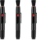 3 Pieces Multifunction Lens Cleaning Pen Brush Lens Brush for Optics Screen Cleaning Pen for Camera SLR Telescope Magnifying Glass Binoculars Spotting Scopes Rangefinders Monoculars