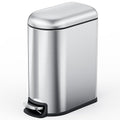 CEROELDA Small Bathroom Trash Can with Lid Soft Close, 5L/1.3 Gallon Stainless Steel Slim Garbage Can, Metal Waste Basket with Step Pedal, for Office, Bedroom, Toilet, Dorm Room (Silver, 1.3 Gallon)