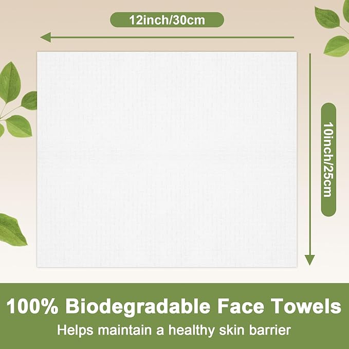 KODAMO Disposable Face Towels – 2 Pack (100 Count) – Ultra Soft & Thick Biodegradable Makeup Remover Cloths – Lint-Free Facial Cleansing Cloths in Paper Box