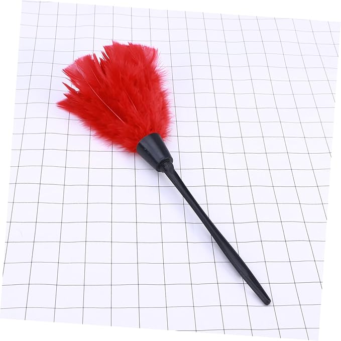 Red Turkey Plumage Duster Tool with Non-Slip Handle Soft Large Microfiber Head for Dust Control Ceiling Fans Blinds Furniture and Corners Expandable Cleaning Sweep