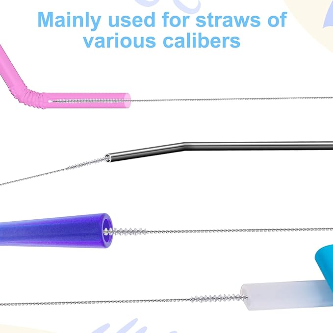 5 Pcs 12 Inch Straw Cleaner Brush for Tumbler Straws, Extra Long Straw Brush 4mm Wide Bottle Cleaner Brushes with Metal Handles Reusable Drinking Cup Cleaners Brushes for Sippy Cup