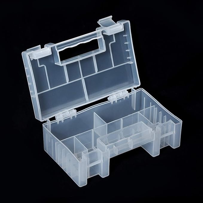 YXQ AA AAA Battery Storage Box Organizer Holder Portable Clear Plastic Case Container - Holds 20xAA+14xAAA Batteries
