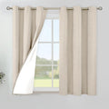 YoungsTex 45 Inch Length Oatmeal Linen Blackout Curtains, Short Thermal Insulated Drapes with Grommet for Room Darkening Privacy Living Room Bedroom Window, 2 Panels, 42 X 45 Inch