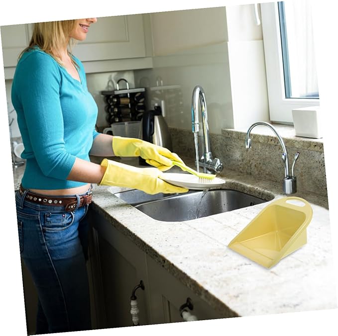 VILLCASE 2pcs Small Handheld Dustpans with Handle, Multi-use Portable Trash Scooper for Home and Office Desktop Cleaning, Lime Yellow Plastic Dustpan Set for Household Use