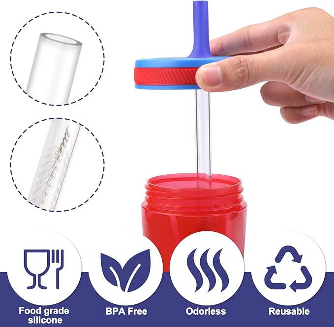 XANGNIER Replacement Straws and Bite Valve Compatible with Zak Designs Kelso 15 oz Tumbler Water Bottle,4 Pcs Silicone Straws with Cleaning Brush for Zak Designs Kelso 12 oz Cups,Light Blue