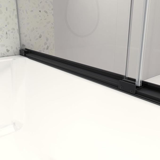 Favfurish Frameless Shower Door 54"x76"-5/16"(8mm) Tempered Glass Double Sliding Bathroom Door,Matte Black,Adjustable Soft Closing Design for Spa,Bathrooms (SGCC Certified)