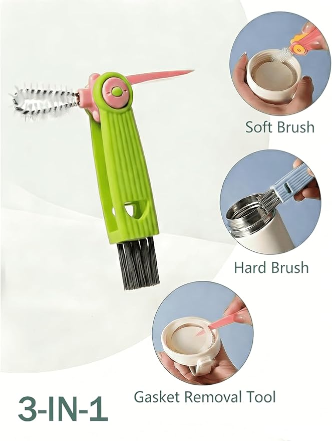 Baby Bottle Brush Set, 2Pcs Nylon Bottle Brush with Stand, 2 Hidden Nipple Brush, 2 Straw Brush, 1 Lid Brush, Bottles Brush Cleaner for Baby Bottle, BPA-Free(Green)