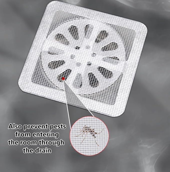 30-Pack Disposable Shower Drain Hair Catchers, Mesh Sticker Covers for Bathroom, Tub, Sink & Laundry to Catch Human and Pet Hair