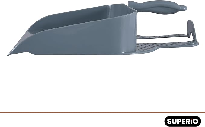 Superio Heavy Duty Plastic Step-on Dustpan with Comfort Grip Handle Grey, Durable, Lightweight Multi Surface Dust Pan Easy Broom Sweeping, 10-inch Wide, 2-Pack