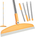 Silicone Air Broom,Multifunction Magic Broom with Long Handle，Adjustable Rubber Squeegee Sweeping Water for Indoor Hardwood Floors,Kitchen,Concrete Floor,Bathroom Tile(Gray Yellow)