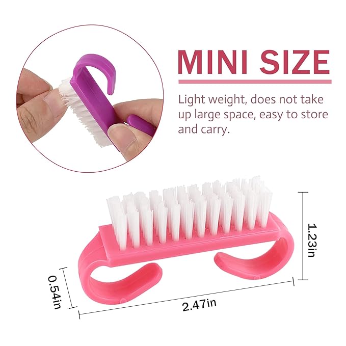 Handle Grip Nail Brushes, 4 Pack Travel Size Nail Brush for Cleaning Fingernails, Colorful Hand Scrub Cleaning Brushes