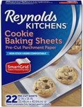 Reynolds Kitchens Cookie Baking Sheets, Pre-Cut Baking Parchment Paper Sheets for Cookies, Oven-Safe up to 425 Degrees, Reusable Up to 3X, No-Mess Cleanup, 12 in x 16 in, 22 Count