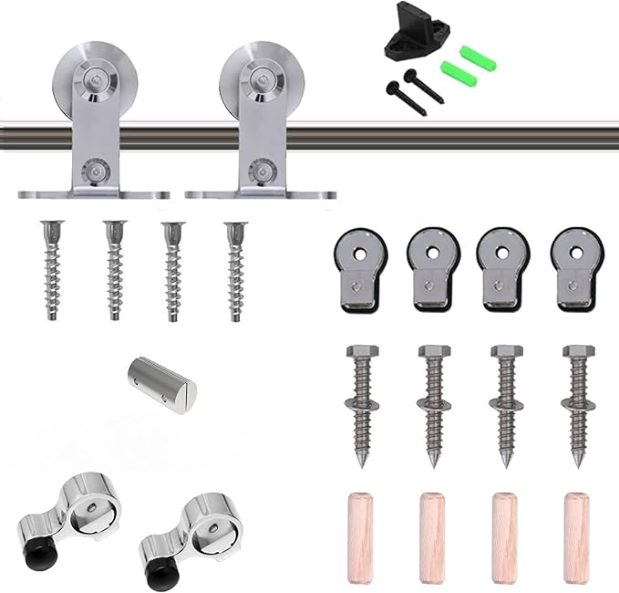 TSMST 4FT Sliding Barn Door Hardware Kit, Top Mount Stainless Steel Heavy Duty Sturdy Barn Door Track for Single Wood Door, Slide Smoothly Quietly (T Style)