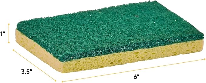Kitchen Sponges for Washing Dishes, Non-Scratch Cellulose Dish Scrub Sponges, Cleaning Sponges for Household Use, Safe Cleaning Products, Kitchen Sponges Pack of 2, by Superio