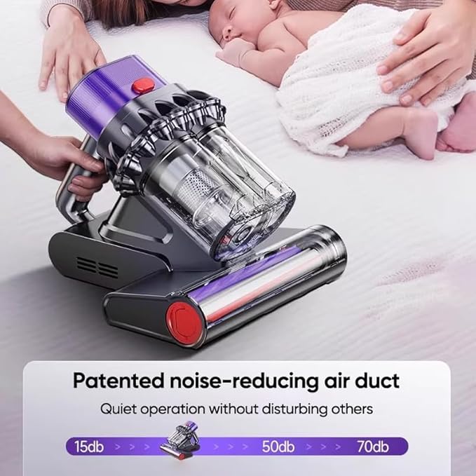 Saker Powerful Bed Vacuum Cleaner - 5-Cyclone Handheld Mattress Vacuum with Digital Display, 14kPa Auto-Suction Power & HEPA Filtration for Mattresses, Carpets & Home Cleaning